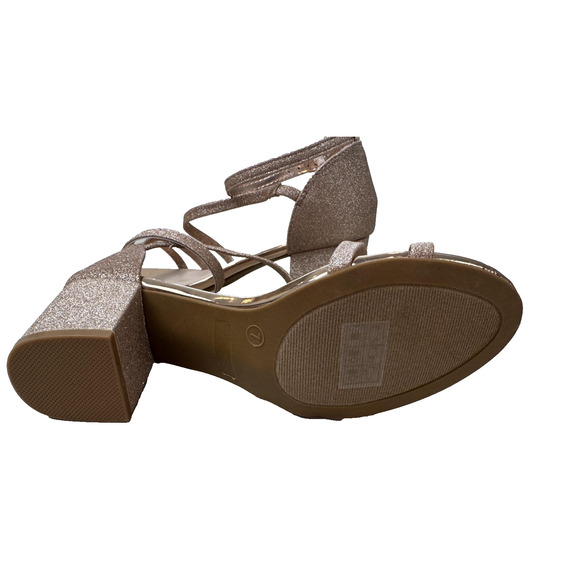 Journee Collection Bella Shoes Womens Size 7 Glitter Block Heel Sandal Dress - Picture 10 of 12